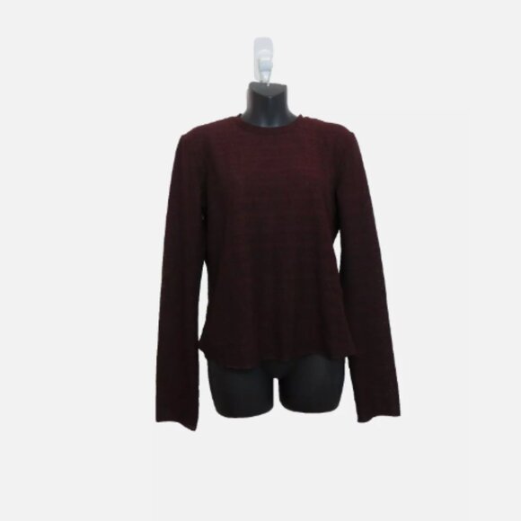 Rag & Bone size Large Long Sleeve Knit Top Basic Crew Neck Open Knit Burgundy - Picture 1 of 5